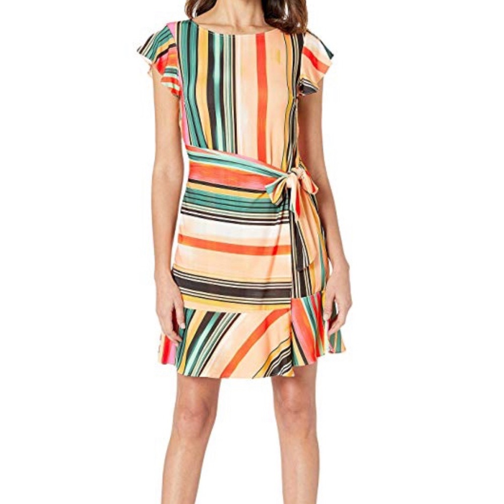 Brand New Multi Color Strip Wrap Dress